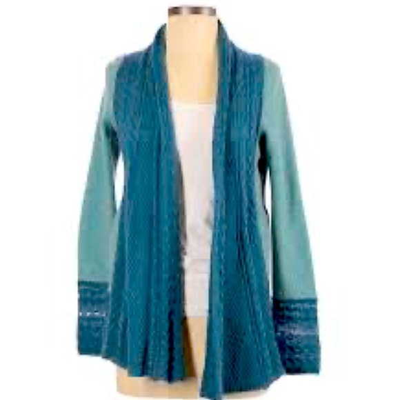 Anthropologie Knitted and Knotted Open Front Cardigan in Green Size Small Mohair - Picture 1 of 12